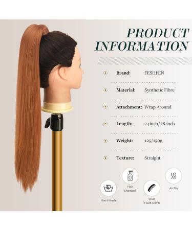 Fine Long Smooth Ponytail Hair Extension - Copper Red 70cm Synthetic Braid for Women & Girls - Buy Online on GoSupps.com