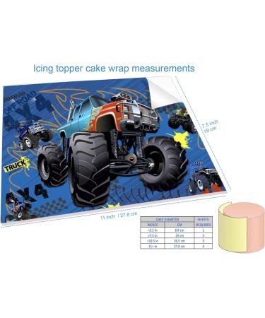 MONSTER TRUCK PATTERN WRAP AROUND EDIBLE CAKE TOPPER ICING SHEET DECORATION 2 SHEETS - Buy Online on GoSupps.com