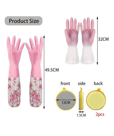 BDSHUNBF 2 Pairs Long Rubber Dishwashing Gloves - Waterproof Kitchen & Cleaning Gloves (L Pink) - Durable & Versatile Household Essentials - Buy Online on GoSupps.com