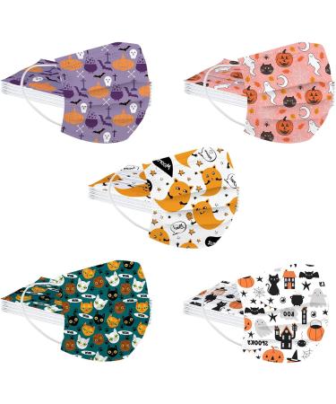 50PC Halloween Disposable Face_Masks for Adults Kids 3-Ply Colorful Breathable Face_Mask with Nose Wire Protective Facemask (50PC disposable for Kids C) - Buy Online on GoSupps.com