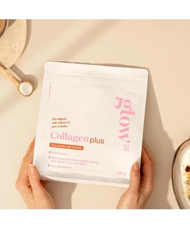 Glow25 Collag ne Plus 450g - Compl ment Alimentaire - avec Vitamine C Zinc et Biotine - Hydrolysat de Collag ne Premium - Peptides Type 1 et 3 - Haute Solubilit - Collagen Plus (450g) - Buy Online on GoSupps.com