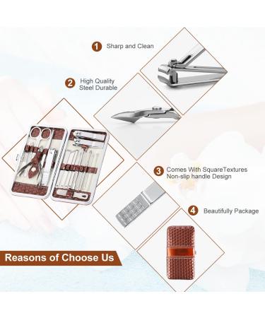 18 Piece Stainless Steel Nail Clippers Set - Professional Manicure Kit with Travel Case - Buy Online on GoSupps.com