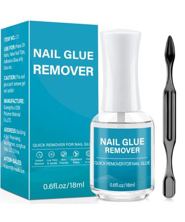 Nail Glue Remover for Press On Nails Glue Off for Nail Tips Acrylic Nails Fake Nails 18ml Gentle with Vitamin E Not for Gel Nail Polish