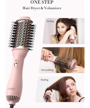 Hot Air Brush 2.0 - One-Step Hair Dryer Styler and Volumizer for Drying, Straightening, Curling - Pink - Buy Online on GoSupps.com
