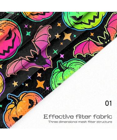 50PC Halloween Disposable Face_Masks for Adults Kids 3-Ply Colorful Breathable Face_Mask with Nose Wire Protective Facemask (50PC disposable for Kids J) - Buy Online on GoSupps.com