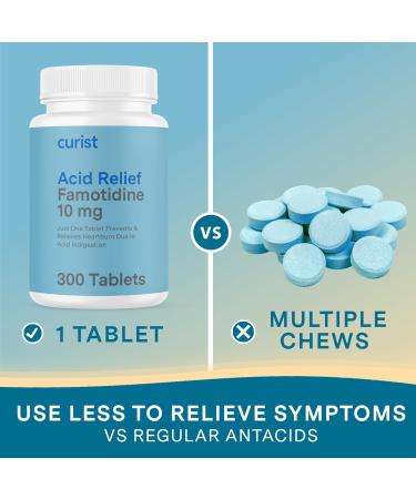 Curist Famotidine 10mg Bulk Pack (300 Count Tablets) Acid Reflux Medicine for Heartburn Relief - OTC Maximum Strength Stomach Acid Reducer - Anti Acid Relief Tablets for Indigestion Heartburn Relief - Buy Online on GoSupps.com