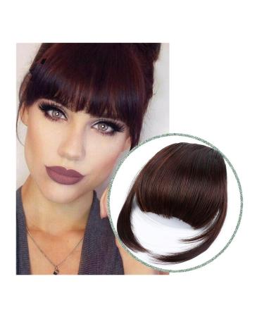 Bangs Clip in Bangs Fashion False Bangs Neat Fringe Hairpiece Thick Blunt Bangs Clip in Hair Extensions Synthetic Fake Bang Hair Piece Hair Accessories for Women Curved Bangs for Daily Wear (Color 2M33 thick bang