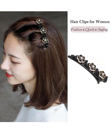 Satin Braided Hair Clips with Sparkling Crystal Stones - 4pcs Set for Women's Styling - Buy Online on GoSupps.com