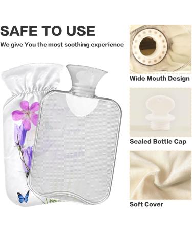 Naanle Hot Water Bottle with Butterfly Lavender Cover - 2L Heat Bottle for Back Pain Relief & Warmth | Ideal for Hand & Foot Therapy - Buy Online on GoSupps.com