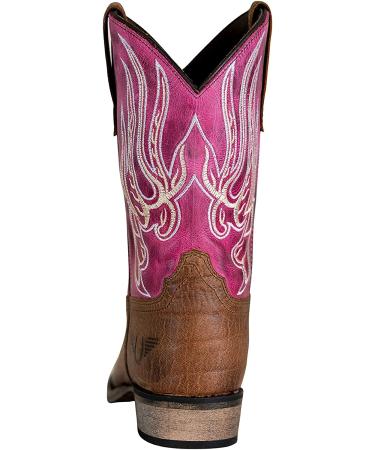 TuffRider Youth Arches Flame Embroidered Pink Square Toe Western Boots - Size 5, Brown - Buy Online on GoSupps.com