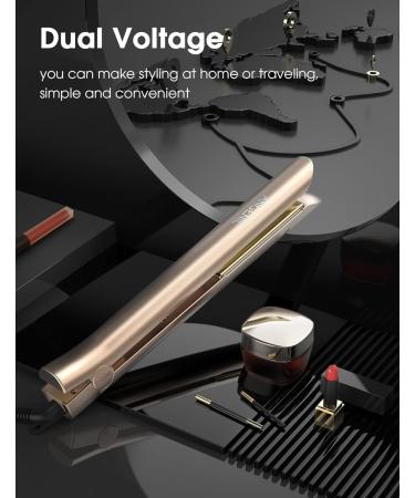 ANGENIL Nano Titanium 2-in-1 Flat Iron Hair Straightener & Curler - Fast Heating Styling Iron for All Hair Types - 1 Inch Dual Voltage - Gold - Buy Online on GoSupps.com