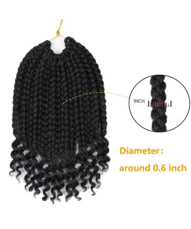 6 Packs Bohemian Box Braids Crochet Hair Curly Ends 10 Inch - Black Women (1B) - Buy Online on GoSupps.com