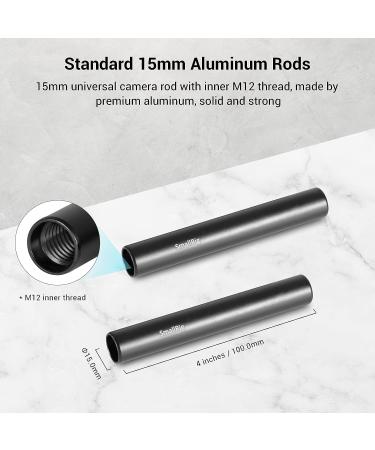 SmallRig 4 Black Aluminum 15mm Rod with M12 Female Thread - Pack of 2 | 1049 - Buy Online on GoSupps.com