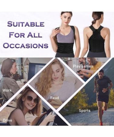 Kungfuren Posture Corrector Back Support Brace for Men and Women - Adjustable Shoulder Lumbar Belt for Back Pain Relief in Dark Black (XL) - Buy Online on GoSupps.com