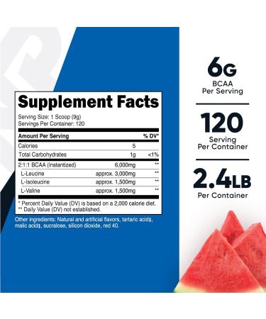 Nutricost BCAA Powder 2:1:1 - Watermelon Flavor (120 Servings) | Gluten Free Non-GMO Vegetarian | International Shipping Available - Buy Online on GoSupps.com