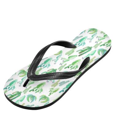Mnsruu Tropical Cactus Flip Flops - Green Multicolor Size M/L | Unique Summer Footwear for Comfort and Style - Buy Online on GoSupps.com