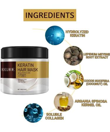 Collagen Hair Treatment Collagen Hair Mask Conditioning Argan Oil Hair Mask Keratin Hair Mask Collagen Treatment Deep Repair Conditioner Hair Masks for Dry Damaged Hair (3PCS) - Buy Online on GoSupps.com