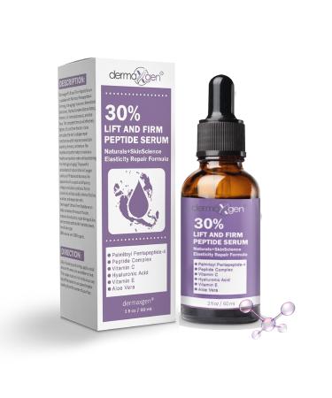 Dermaxgen Lift And Firm - 30% Peptide Serum  Matrixyl 3000  Vitamin C & E + Hyaluronic Acid + Aloe Vera  Lifts  Firms & Tightens Skin + Pure Organic Anti-aging Serum (2 Fl Oz) 2 Fl Oz (Pack of 1)