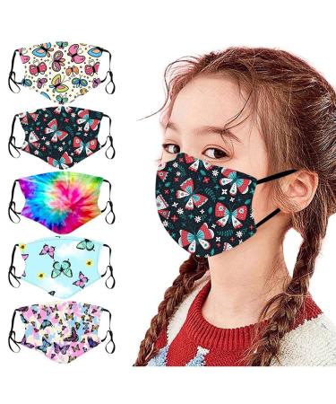 5PC Kids Face_Masks Washable Cute Printed Cloth Face Mask for Kids Girls Boys Cotton Masks for Children Face Cover Protection