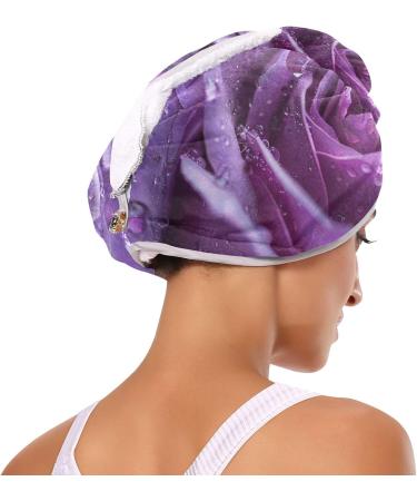 Purple Rose Dewdrop Hair Towel 2 Pack | Super Absorbent Quick Dry Hair Turbans for Women & Girls - Buy Online on GoSupps.com