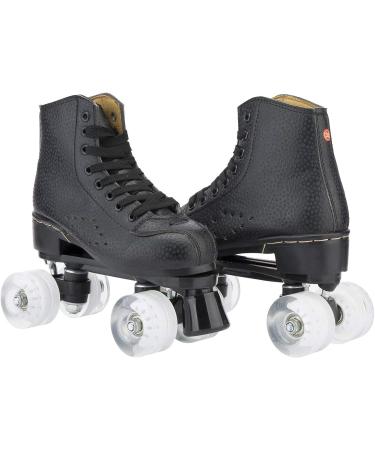 FTYUNWE Roller Skates Adult Women | High Top Quad Skates with Light Up Wheels | Adjustable Unisex Rink Skates for Girls, Men, Kids | Beginner Roller Shoes in Black - Size 41EU/10US - Buy Online on GoSupps.com