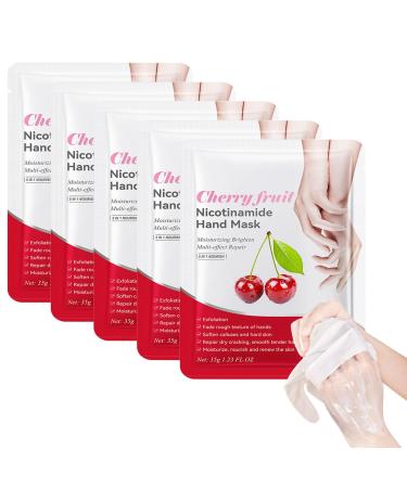 Lot de 5 paires de gants de soin pour les mains masque pour les mains extrait de cerise gants hydratants adoucissants pour les mains rugueuses soin des mains effet lissant la peau pr vention de cerisier