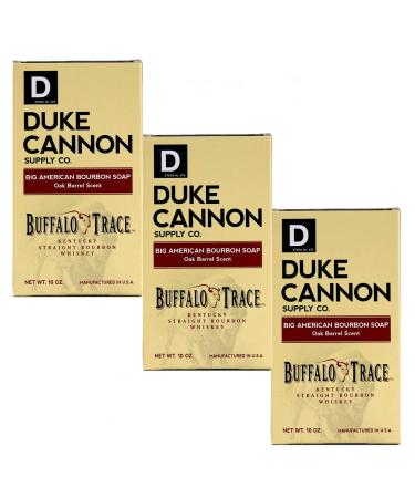 Duke Cannon Supply Co. Big Ass Brick of Soap Bar for Men Big American Bourbon Made w/Buffalo Trace (Charred Oak Barrel Scent) Multi-Pack - Superior Grade Extra Large All Skin Types 10 oz (3 Pack) 10 Ounce (Pack of 3)