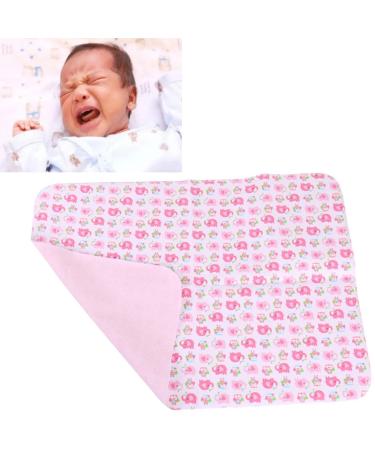 Kisbeibi Flannel Travel Diaper Changing Pad Three Layer Water Proof Bamboo Fiber Double Sided Reusable Baby Changing Mat(size:Pink Elephant 30x45CM)