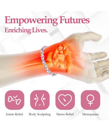 Jecanori Lymphatic Drainage Magnetic Bracelet for Women - Titanium Steel Wristband with Sparkling Heart Shaped Cubic Zirconia - Pink Bracelet with Removal Tool & Gift Box - Buy Online on GoSupps.com