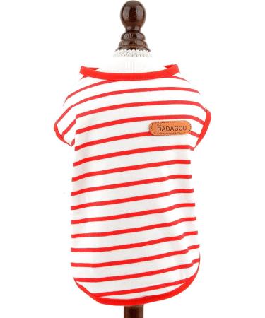 Shop Smalllee Lucky Store: Summer Striped T-Shirts for Small & Medium Dogs Cats - Sleeveless XXS to XXL in Red - Buy Online on GoSupps.com