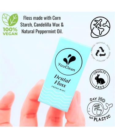 Natural Peppermint Essential Oil Infused Vegan Dental Floss | Eco-Friendly Plant-Based Wax | 38 Yards in Refillable Glass Jar - Buy Online on GoSupps.com