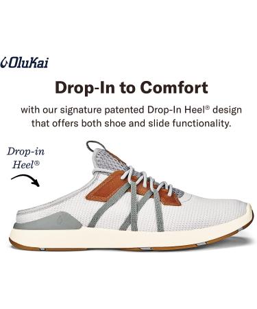 OLUKAI Mio Li Men's Athletic Shoe - Lightweight Mesh, Comfort Fit, Wet Grip Soles - 10.5 Mist Grey/Poi - Buy Online on GoSupps.com