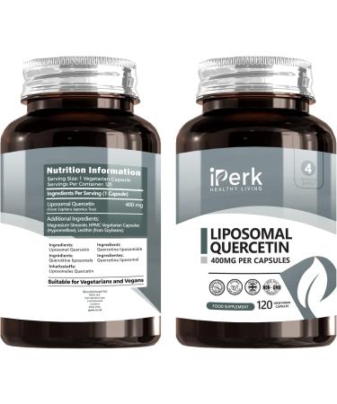 iperk Liposomal Quercetin 400mg | 120 High Strength Capsules | Non-GMO | Vegan | 4 Months Supply - Buy Online on GoSupps.com