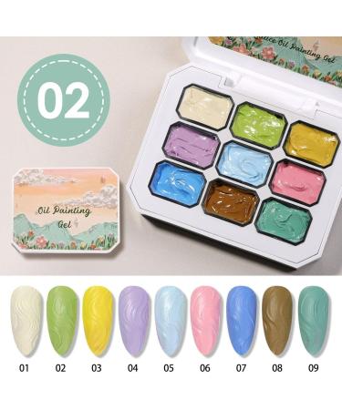 Gel Palette - 9 Colors Manicure Gel 3D Stackable Glue Paint for French Tips and Home Manicures - Buy Online on GoSupps.com