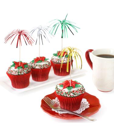 TecUnite 100 Pieces Foil Frill Firework Cupcake Picks Christmas Cupcake Topper 9 Inch Coconut Tree Shape Food Picks Supplies Party Decoration (Multicolored) - Buy Online on GoSupps.com