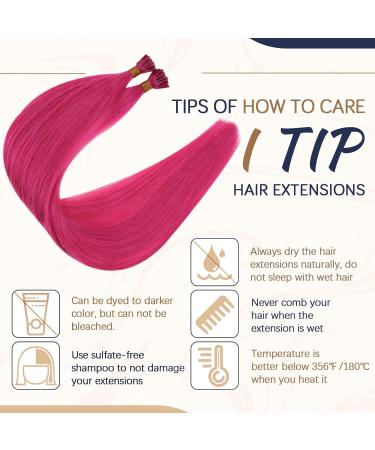 Runature Pink I Tip Human Hair Extensions | 16 Inch Keratin Hot Pink ItTips | Cold Fusion 20g Stick Tip Hair Extensions - Buy Online on GoSupps.com