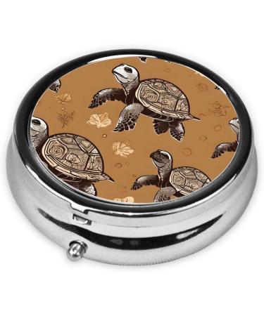 Sea Turtles Mini Round Pill Box - 3 Compartment Travel Organizer | Portable Medicine Case for Home & Office - Buy Online on GoSupps.com