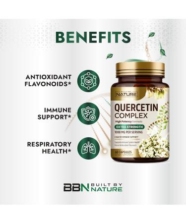 Built by Nature Quercetin 1000mg High Potency Quercetin Dihydrate Antioxidant Flavonoid Immune Respiratory and Allergy Support - Non-GMO Gluten-Free - 60 Veggie Capsules - Buy Online on GoSupps.com