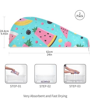 Super Absorbent Pineapple Blue Hair Towel 2 Pack - Quick Dry Hair Turbans for Women & Girls - Buy Online on GoSupps.com