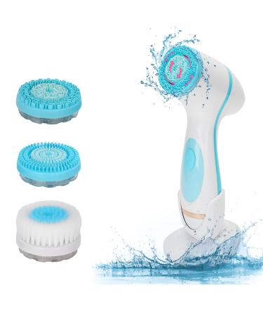 USB Charging Electric Facial Cleansing Brush Waterproof Silicone Face Pore Cleaner for Deep Skin Cleansing(Blue)