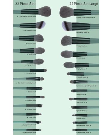 22 Piece Green Makeup Brushes Set - Foundation & Eyeshadow Brushes Kit - Buy Online on GoSupps.com