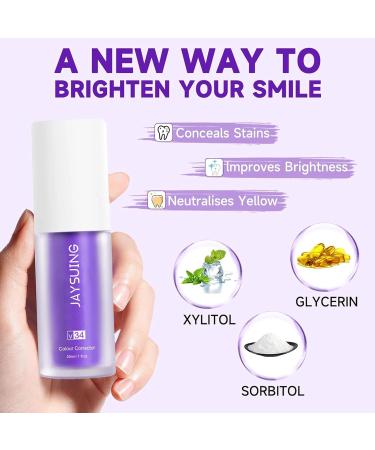 Violet Whitening Toothpaste V34 Color Corrector Serum Included Teeth Whitening Booster Violet Teeth Whitening Oral Cleaning Toothpastes for Sensitive Teeth - Buy Online on GoSupps.com