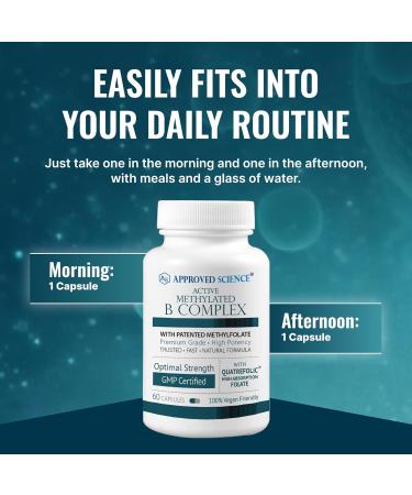 Approved Science Methylated B Complex Full-Spectrum B-Vitamins Quatrefolic Folate (5-MTHF) Choline Betaine - 60 Capsules - Pack of 3 60 Count (Pack of 3) - Buy Online on GoSupps.com