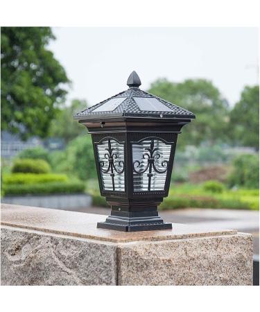 Courtyard Light Solar Lamp Outdoor Floor Lamps Lantern Patio Landscape Porch Columns and Pillars Black Aluminum Garden Waterproof Pillar Lamp Fixture Street Lamp Decor - Buy Online on GoSupps.com