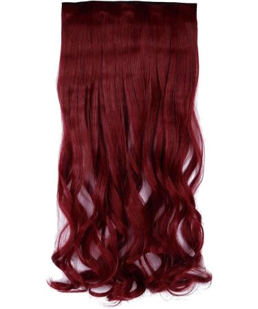 S-noilite Fashion Clip in Hair Extensions 24 Inch Maroon Mix Dark Red - Curly Wavy Hairpiece 5 Clips Half Full Head - Buy Online on GoSupps.com