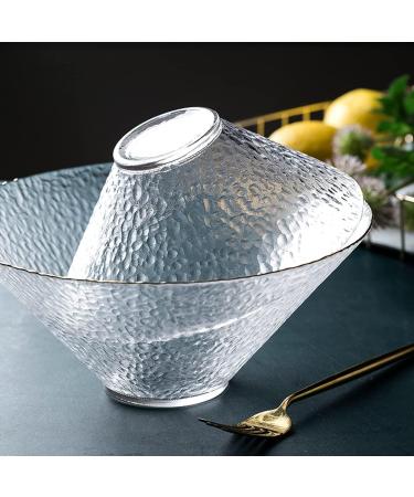 Round Glass Fruit Salad Bowl Japanese Style Clear Glass Ramen Bowl Household Breakfast Cereal Dessert Bowl for Kitchen 1000ML Soup Bowl Transparent 9 inches - Buy Online on GoSupps.com