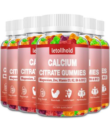 5 Packs Calcium Citrate Gummies for Kids & Adults Sugar Free Calcium Supplements with Vitamin D3 K2 Magnesium Support Bone & Muscle