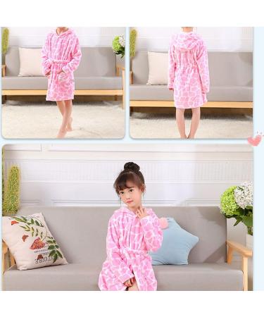 JZLPIN Unisex Baby Hooded Bathrobe - Kids Flannel Pajamas Dressing Gown for Boys & Girls (4-5 Years) - Pink - Buy Online on GoSupps.com