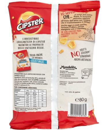 12x Cipster di Lenticchie Rosse alla Paprika red lens chips with paprika iconic shape and crispy taste 80 g - Buy Online on GoSupps.com