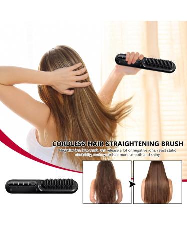 Portable Cordless Hair Straightener Iron & Hot-Air Brushes - Smooth Styling Tool for Men & Women | Fast Heat-Up Black - Buy Online on GoSupps.com